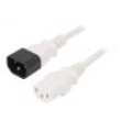 Kabel IEC C13 zásuvka,IEC C14 vidlice 5m bílá PVC 3x1mm2 10A