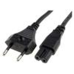 Kabel CEE 7/16 (C) vidlice,IEC C7 zásuvka 3m černá PVC 2,5A