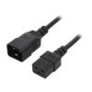 Kabel 3x1,5mm2 IEC C19 zásuvka,IEC C20 vidlice PVC 0,5m 16A