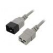 Kabel 3x1,5mm2 IEC C19 zásuvka,IEC C20 vidlice PVC 0,5m šedá