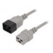 Kabel IEC C19 zásuvka,IEC C20 vidlice 1,8m šedá PVC 3G1,5mm2
