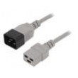 Kabel 3x1,5mm2 IEC C19 zásuvka,IEC C20 vidlice PVC 1,8m šedá