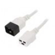 Kabel IEC C19 zásuvka,IEC C20 vidlice 1,8m bílá PVC 3G1,5mm2