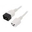 Kabel 3x1,5mm2 IEC C19 zásuvka,IEC C20 vidlice PVC 1,8m bílá