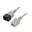 Kabel 3x1,5mm2 IEC C19 zásuvka,IEC C20 vidlice PVC 1m šedá