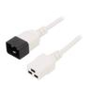 Kabel 3x1,5mm2 IEC C19 zásuvka,IEC C20 vidlice PVC 1m bílá