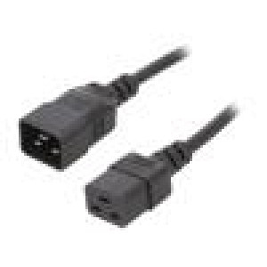 Kabel 3x1,5mm2 IEC C19 zásuvka,IEC C20 vidlice PVC 3m černá