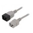 Kabel IEC C19 zásuvka,IEC C20 vidlice 3m šedá PVC 3G1,5mm2
