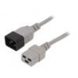 Kabel 3x1,5mm2 IEC C19 zásuvka,IEC C20 vidlice PVC 3m šedá