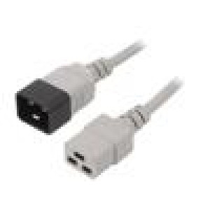 Kabel 3x1,5mm2 IEC C19 zásuvka,IEC C20 vidlice PVC 5m šedá