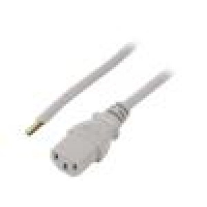 Kabel IEC C13 zásuvka,vodiče 0,5m šedá PVC 3x0,75mm2 10A