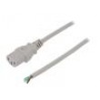 Kabel IEC C13 zásuvka,vodiče 1,8m šedá PVC 3x0,75mm2 10A