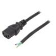 Kabel 3x0,75mm2 IEC C13 zásuvka,vodiče PVC 1m černá 10A 250V