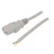 Kabel IEC C13 zásuvka,vodiče 1m šedá PVC 3x0,75mm2 10A 250V
