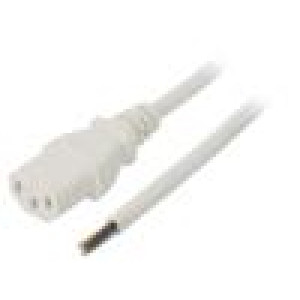 Kabel IEC C13 zásuvka,vodiče 1m bílá PVC 3x0,75mm2 10A 250V