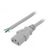 Kabel IEC C13 zásuvka,vodiče 3m šedá PVC 3x1mm2 10A 250V