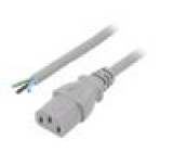 Kabel 3x1mm2 IEC C13 zásuvka,vodiče PVC 3m šedá 10A 250V
