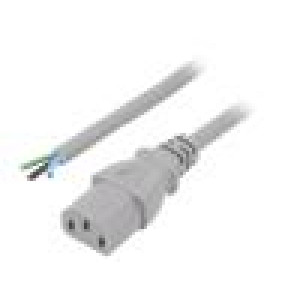 Kabel 3x1mm2 IEC C13 zásuvka,vodiče PVC 3m šedá 10A 250V