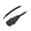 Kabel IEC C13 zásuvka,vodiče 5m černá PVC 3x1mm2 10A 250V