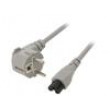 Kabel CEE 7/7 (E/F) úhlová vidlice,IEC C5 zásuvka 1,5m šedá