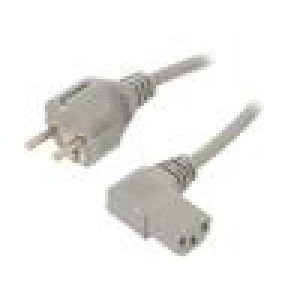 Kabel CEE 7/7 (E/F) vidlice,IEC C13 zásuvka 90° 1,8m šedá