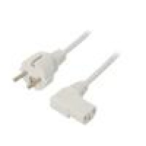 Kabel CEE 7/7 (E/F) vidlice,IEC C13 zásuvka 90° 1m bílá PVC