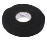 Páska: textilní W: 19mm L: 25m Thk: 0,3mm kaučukové černá 10%
