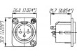 Zásuvka XLR vidlice 3 PINlímec (2 otvory), do panelu pájení