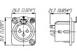 Zásuvka XLR zásuvka 4 PIN límec (2 otvory), do panelu pájení