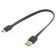 Kabel USB 2.0,plochý USB A vidlice,USB C vidlice 0,25m černá