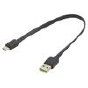 Kabel USB 2.0 USB A vidlice,USB C vidlice 0,25m černá