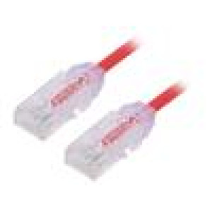 Patch cord TX6-28™,U/UTP 6 lanko Cu LSZH červená 1m 28AWG