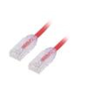 Patch cord TX6A-28™,U/UTP 6a drát Cu LSZH červená 1m 28AWG