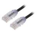 Patch cord TX6A-28™,U/UTP 6a drát Cu LSZH černá 3m 28AWG