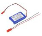 Akum: Li-Po 7,4V 800mAh vodiče,konektor JST SYR-02T