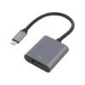 Adaptér DisplayPort 1.2,USB 3.2 zlacený 0,15m černá šedá