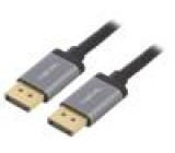 Kabel DisplayPort 1.2,HDCP 1.3 1m černá Mat.těl: hliník