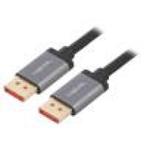 Kabel DisplayPort 1.4,HDCP 2.2 2m černá Mat.těl: hliník