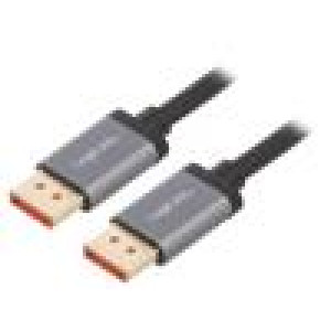 Kabel DisplayPort 1.4,HDCP 2.2 3m černá Mat.těl: hliník