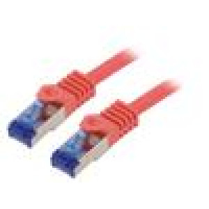 Patch cord S/FTP 6a lanko Cu LSZH červená 10m 26AWG -20÷75°C