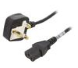 Kabel BS 1363 (G) vidlice,IEC C13 zásuvka 2m černá PVC 10A