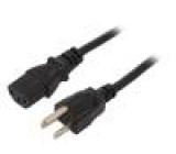 Kabel IEC C13 zásuvka,JIS 8303 vidlice 2m černá PVC 7A 125V