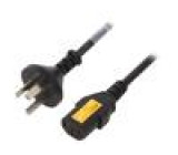 Kabel GB 2099 vidlice,IEC C13 zásuvka 2m se zajištěním černá