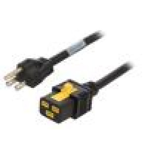 Kabel IEC C19 zásuvka,NEMA 5-15 (B) vidlice 2m černá PVC