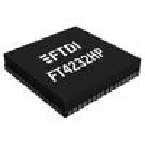 FT4232HPQ-TRAY IC: rozhraní I2C,MPSSE,SPI,UART,USB C Hi-Speed 3÷3,6VDC QFN64