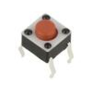 Mikrospínač TACT SPST-NO pol: 2 0,05A/12VDC THT 0,98N 6x6x4mm