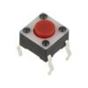Mikrospínač TACT SPST-NO pol: 2 0,05A/12VDC THT 2,45N 6x6x4mm