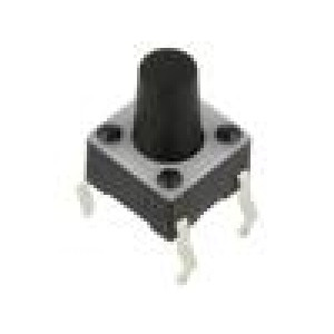 Mikrospínač TACT SPST-NO pol: 2 0,05A/12VDC THT 1,57N 6x6x4mm