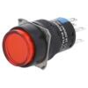 PLP16-24RD3-DE6 Přepínač: tlačítkový pol: 2 5A/250VAC ON-ON červená IP65