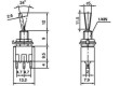 Páčkový přepínač miniaturní 3 polohy (ON)-OFF-(ON) 3A